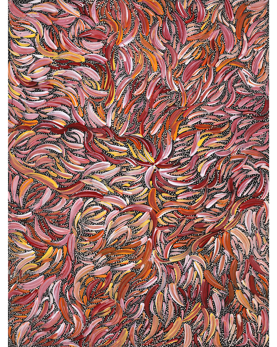 Aboriginal Artwork by Nola Napangardi Fisher, Purrpalanji (Skinny Bush Banana) Jukurrpa, 61x46cm