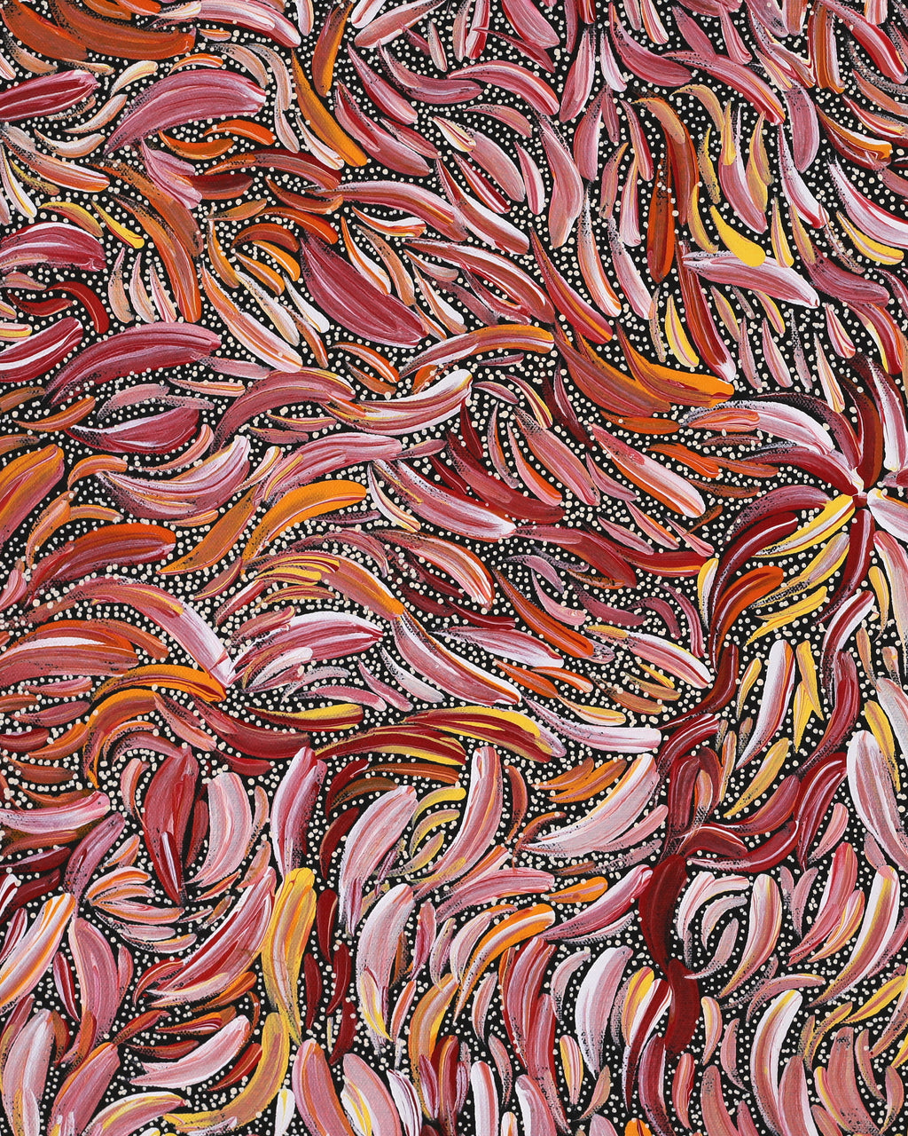 Aboriginal Artwork by Nola Napangardi Fisher, Purrpalanji (Skinny Bush Banana) Jukurrpa, 61x46cm