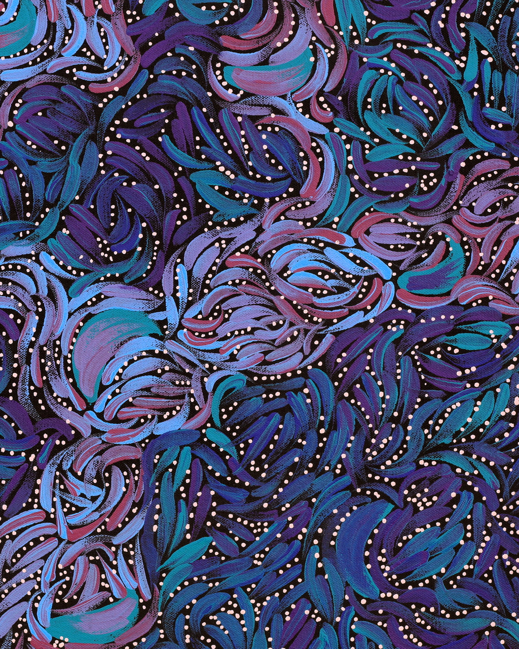 Aboriginal Artwork by Nola Napangardi Fisher, Purrpalanji (Skinny Bush Banana) Jukurrpa, 61x46cm