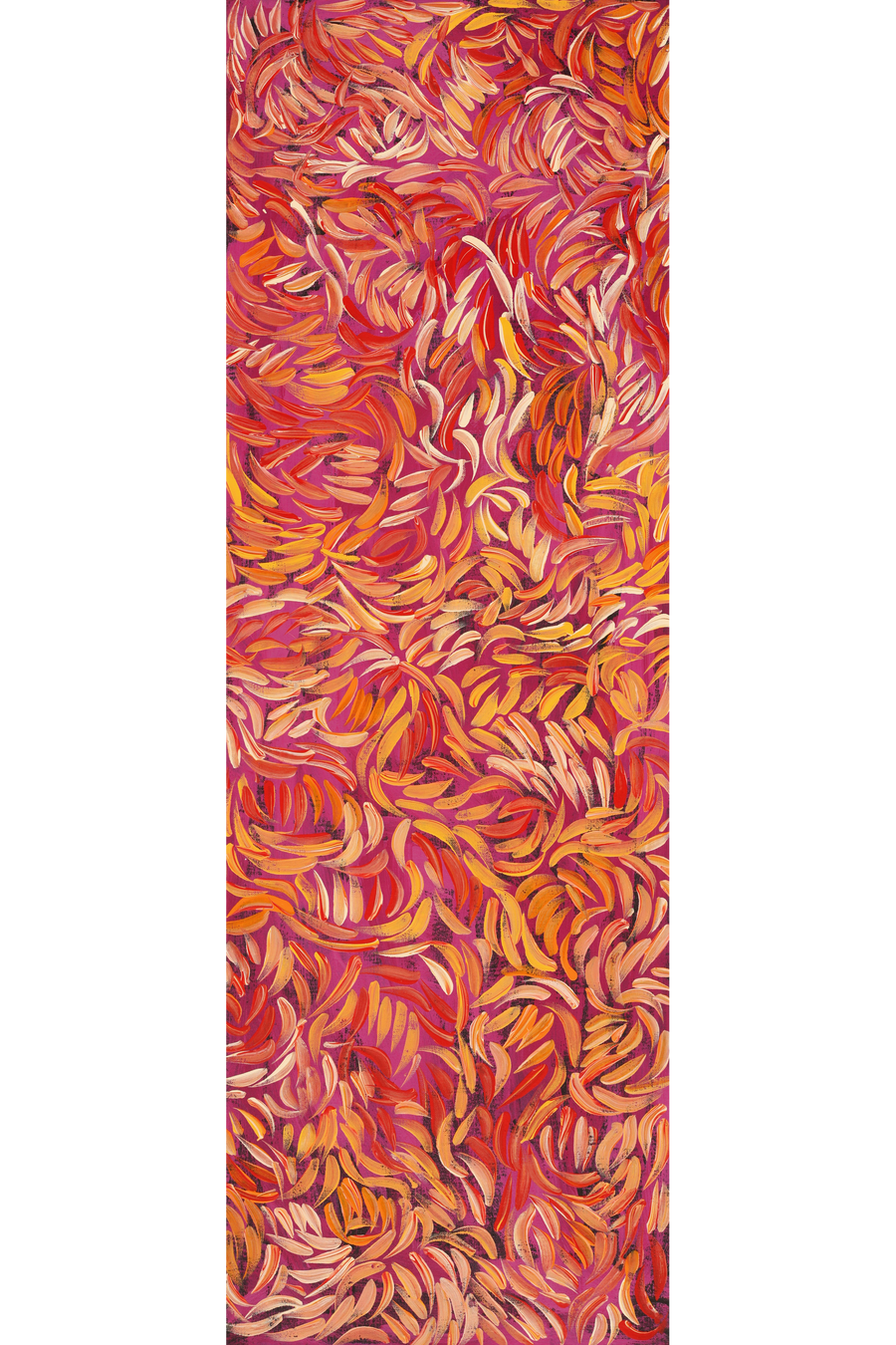 Aboriginal Artwork by Nola Napangardi Fisher, Purrpalanji (Skinny Bush Banana) Jukurrpa, 91x30cm