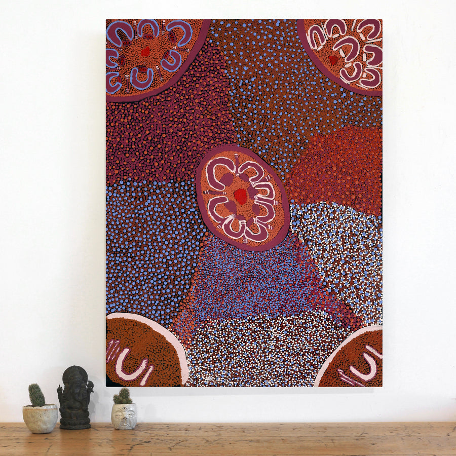 Aboriginal Artwork by Nora Davidson, Kungkarangkalpa (Seven Sisters Story), 101x76cm