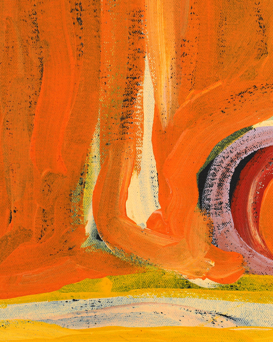 Aboriginal Artwork by Nora (Nyangapa) Nungabar, Two snakes travelling, 91x61cm