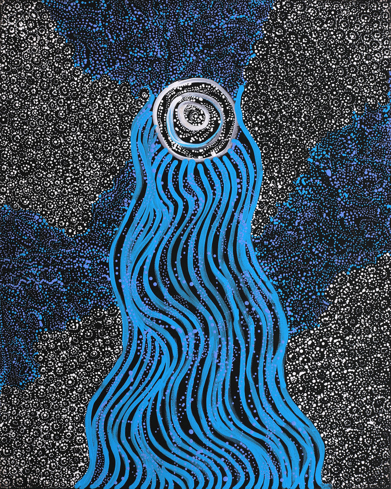 Aboriginal Artwork by Norissa Nampijinpa Watson, Ngapa Jukurrpa (Water Dreaming) - Puyurru, 50x40cm