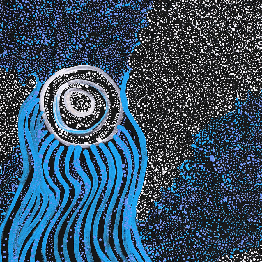 Aboriginal Artwork by Norissa Nampijinpa Watson, Ngapa Jukurrpa (Water Dreaming) - Puyurru, 50x40cm