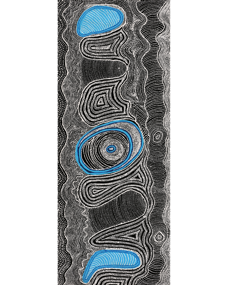 Aboriginal Artwork by Norissa Nampijinpa Watson, Ngapa Jukurrpa (Water Dreaming) - Puyurru, 76x30