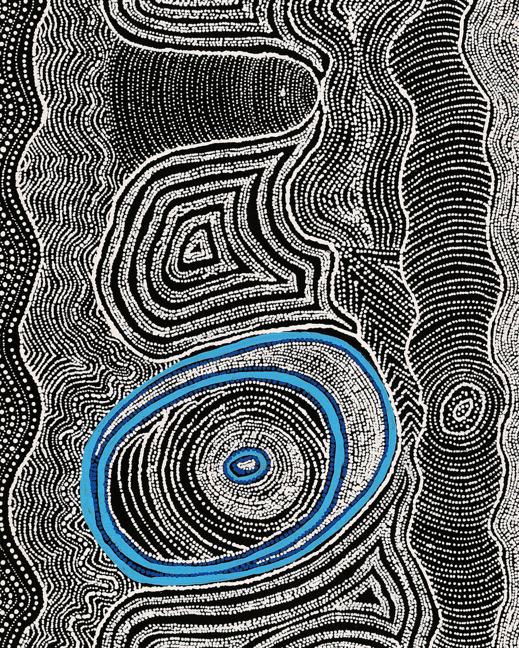 Aboriginal Artwork by Norissa Nampijinpa Watson, Ngapa Jukurrpa (Water Dreaming) - Puyurru, 76x30