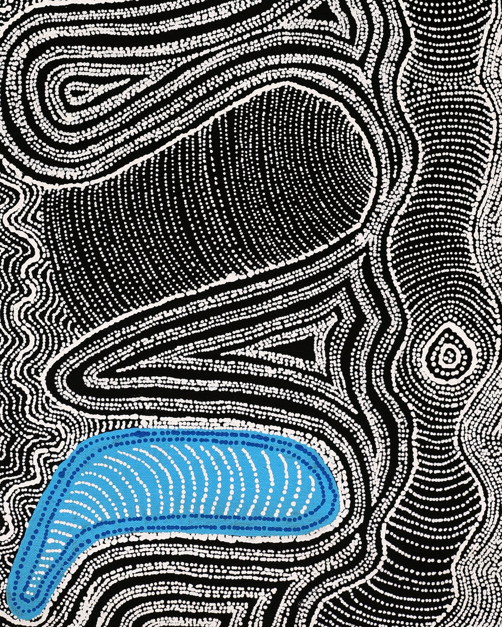 Aboriginal Artwork by Norissa Nampijinpa Watson, Ngapa Jukurrpa (Water Dreaming) - Puyurru, 76x30