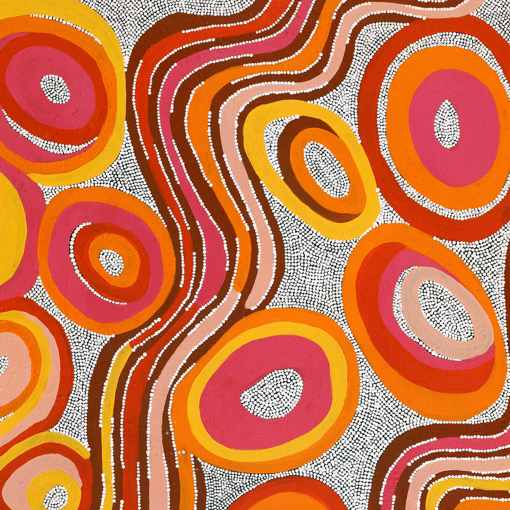 Aboriginal Artwork by Norissa Nampijinpa Watson, Ngapa Jukurrpa (Water Dreaming) - Puyurru, 76x61cm