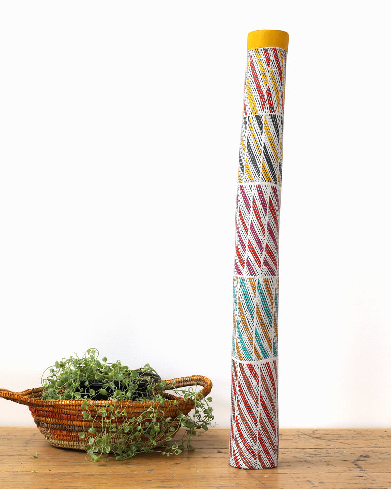 Aboriginal Artwork by Norman Wilfred, Hollow Coffin Log, 78cm