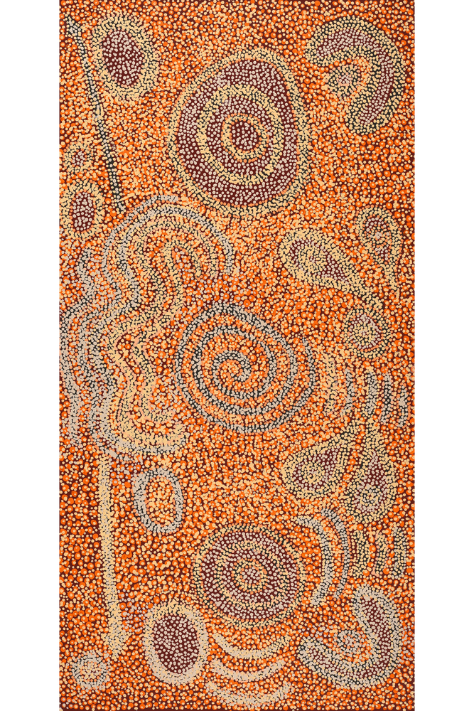 Aboriginal Artwork by Nurina Burton, Ngapari Tjukurpa, 122x61cm