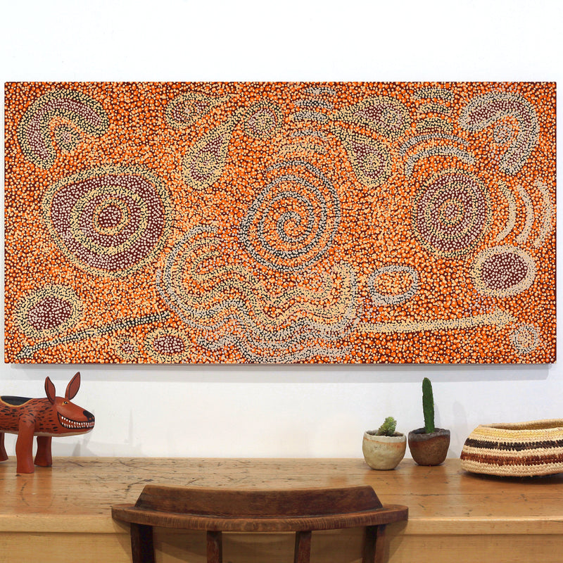 Aboriginal Artwork by Nurina Burton, Ngapari Tjukurpa, 122x61cm