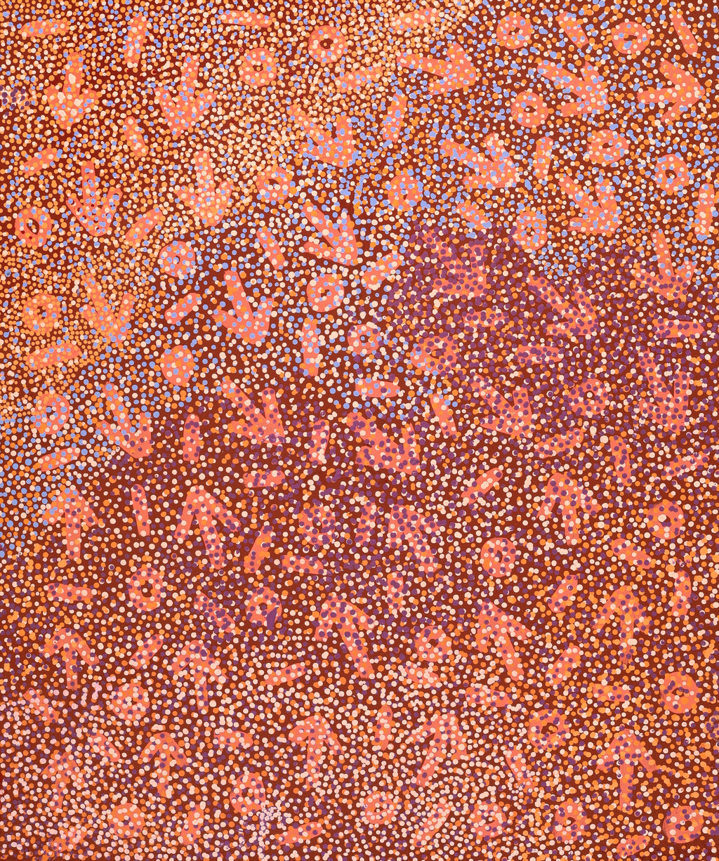 Aboriginal Artwork by Omay Nampijinpa Gallagher, Yankirri Jukurrpa (Emu Dreaming) - Ngarlikurlangu, 91x76cm