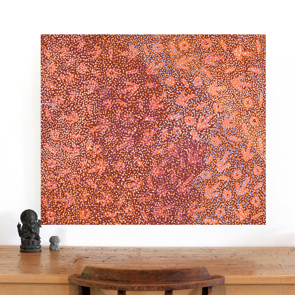 Aboriginal Artwork by Omay Nampijinpa Gallagher, Yankirri Jukurrpa (Emu Dreaming) - Ngarlikurlangu, 91x76cm