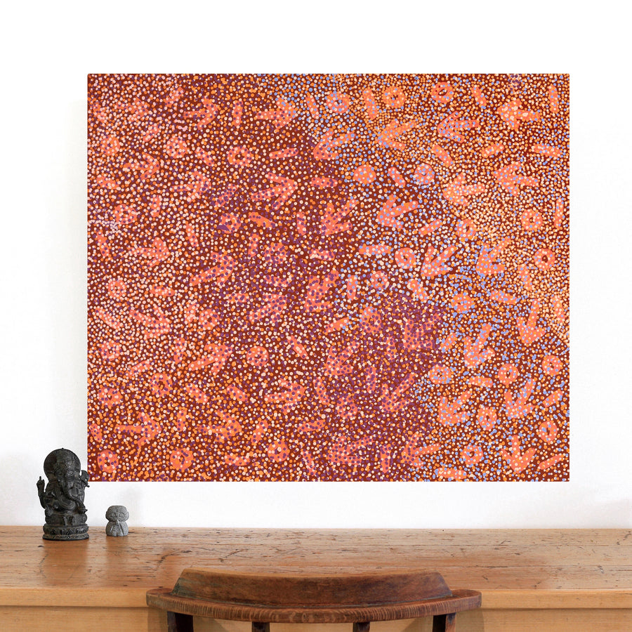 Aboriginal Artwork by Omay Nampijinpa Gallagher, Yankirri Jukurrpa (Emu Dreaming) - Ngarlikurlangu, 91x76cm