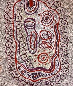 Aboriginal Artwork by Ormay Nangala Gallagher, Yankirri Jukurrpa (Emu Dreaming) - Ngarlikurlangu, 107x91cm - ART ARK®