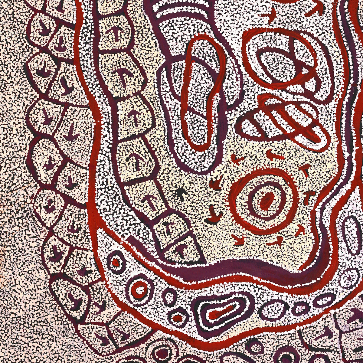 Aboriginal Art by Ormay Nangala Gallagher, Yankirri Jukurrpa (Emu Dreaming) - Ngarlikurlangu, 107x91cm - ART ARK®