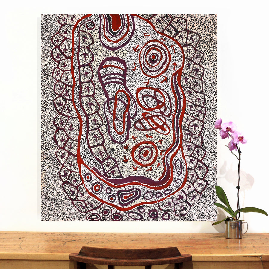 Aboriginal Artwork by Ormay Nangala Gallagher, Yankirri Jukurrpa (Emu Dreaming) - Ngarlikurlangu, 107x91cm