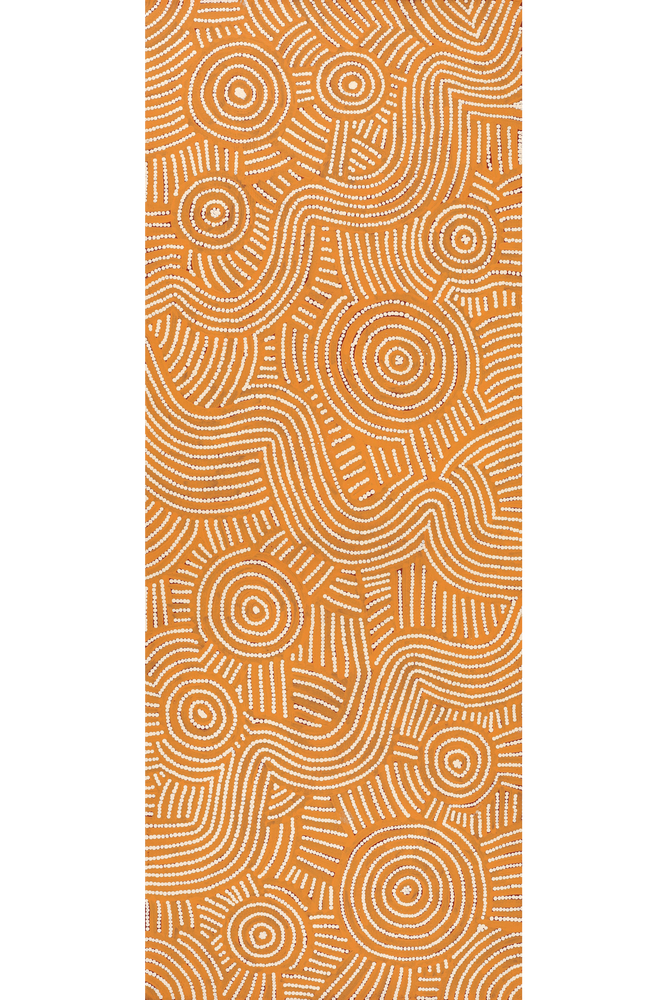 Aboriginal Artwork by Omay Nampijinpa Gallagher, Yankirri Jukurrpa (Emu Dreaming) - Ngarlikurlangu, 122x46cm
