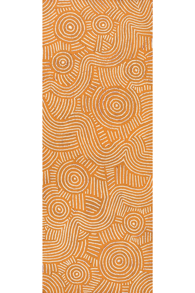 Aboriginal Artwork by Omay Nampijinpa Gallagher, Yankirri Jukurrpa (Emu Dreaming) - Ngarlikurlangu, 122x46cm