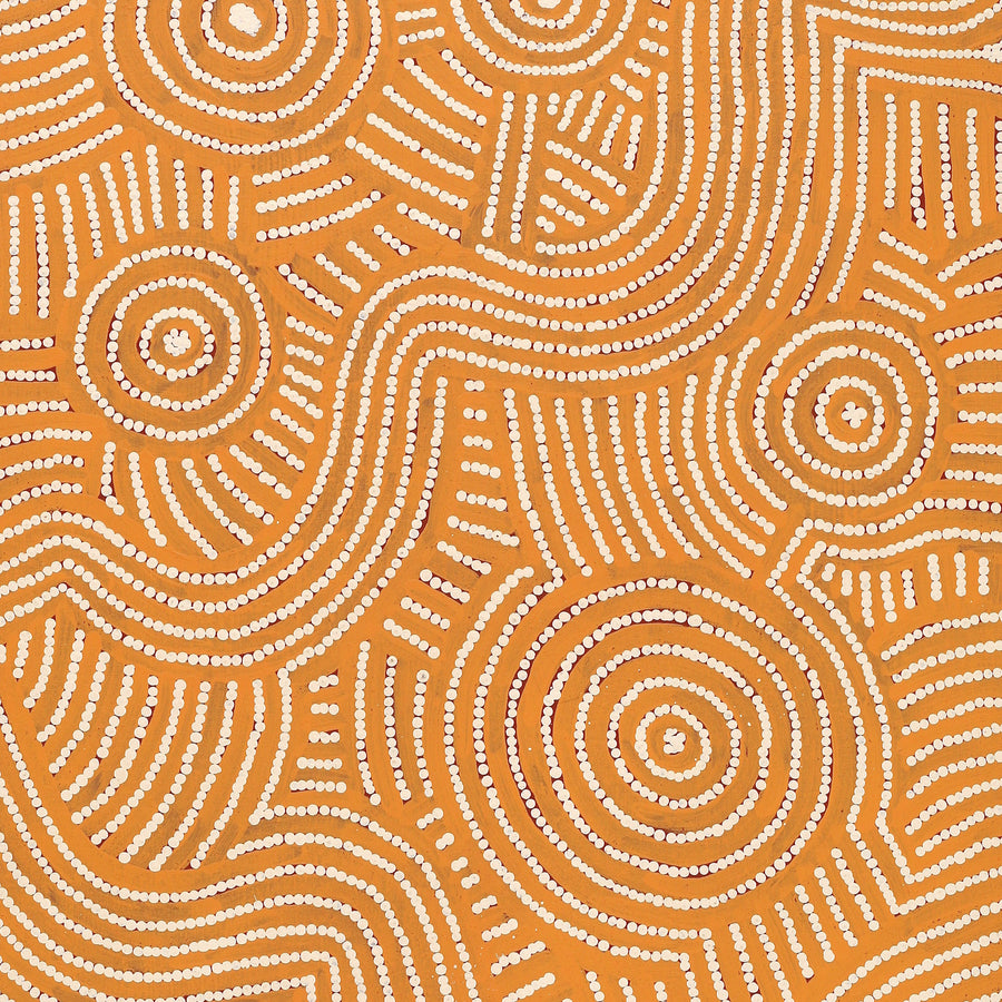 Aboriginal Artwork by Omay Nampijinpa Gallagher, Yankirri Jukurrpa (Emu Dreaming) - Ngarlikurlangu, 122x46cm