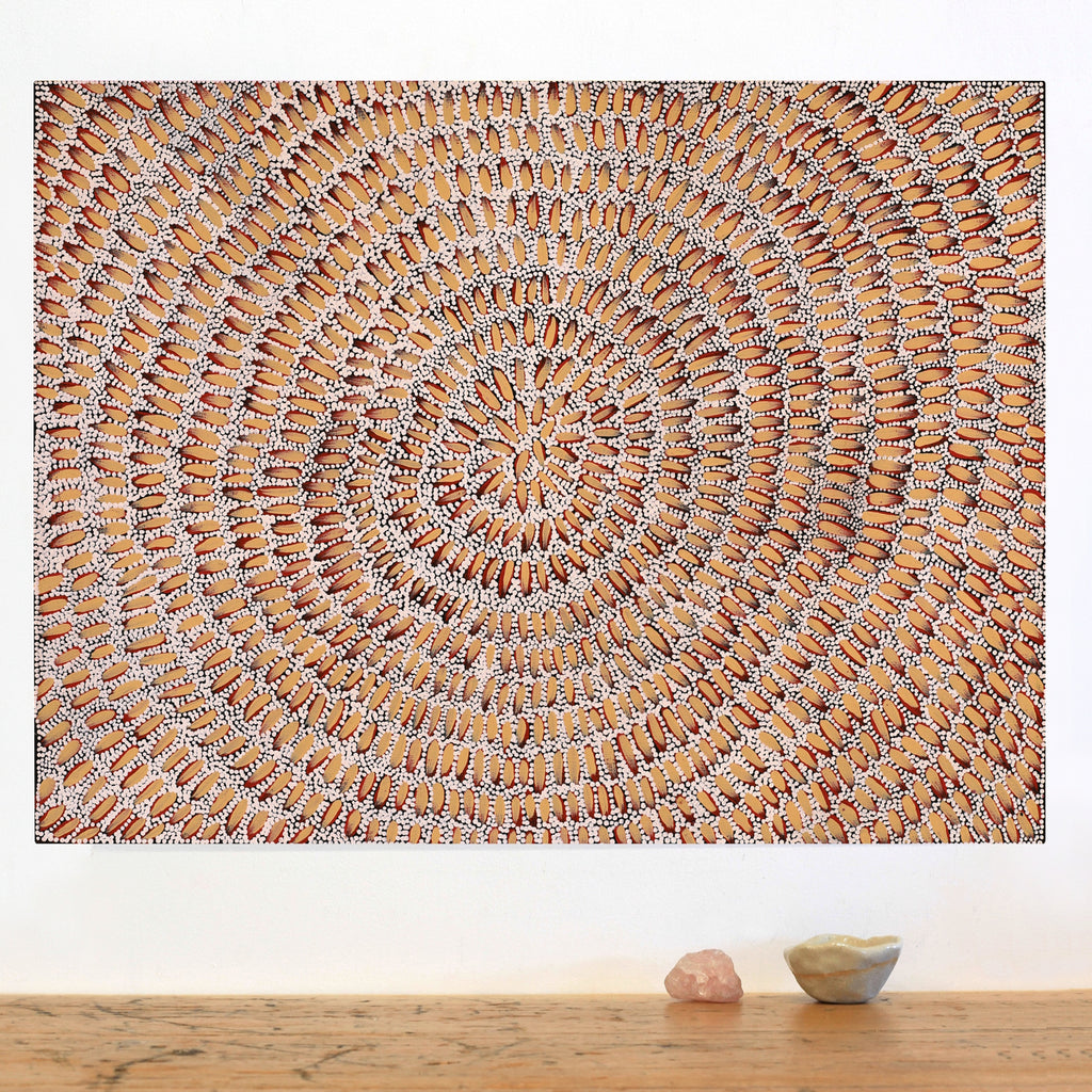 Aboriginal Artwork by Patricia Nakamarra Oldfield, Karnta Jukurrpa (Women's Dreaming) - Bush Medicine, 61x46cm