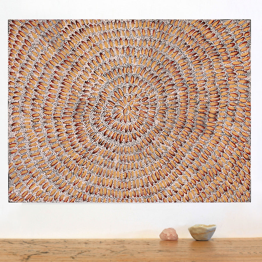 Aboriginal Artwork by Patricia Nakamarra Oldfield, Karnta Jukurrpa (Women's Dreaming) - Bush Medicine, 61x46cm