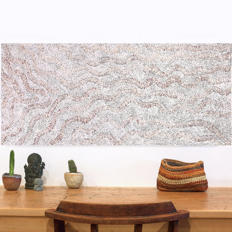 Aboriginal Artwork by Patricia Nakamarra Oldfield, Karnta Jukurrpa (Women's Dreaming) - Bush Medicine, 107x46cm