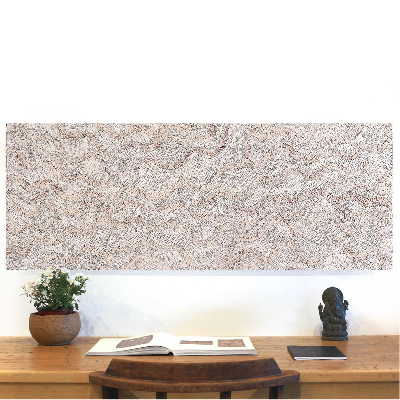 Aboriginal Artwork by Patricia Nakamarra Oldfield, Karnta Jukurrpa (Women's Dreaming) - Bush Medicine, 122x46cm