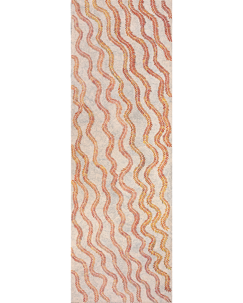 Aboriginal Artwork by Patricia Nakamarra Oldfield, Karnta Jukurrpa (Women's Dreaming) - Bush Medicine, 183x61cm