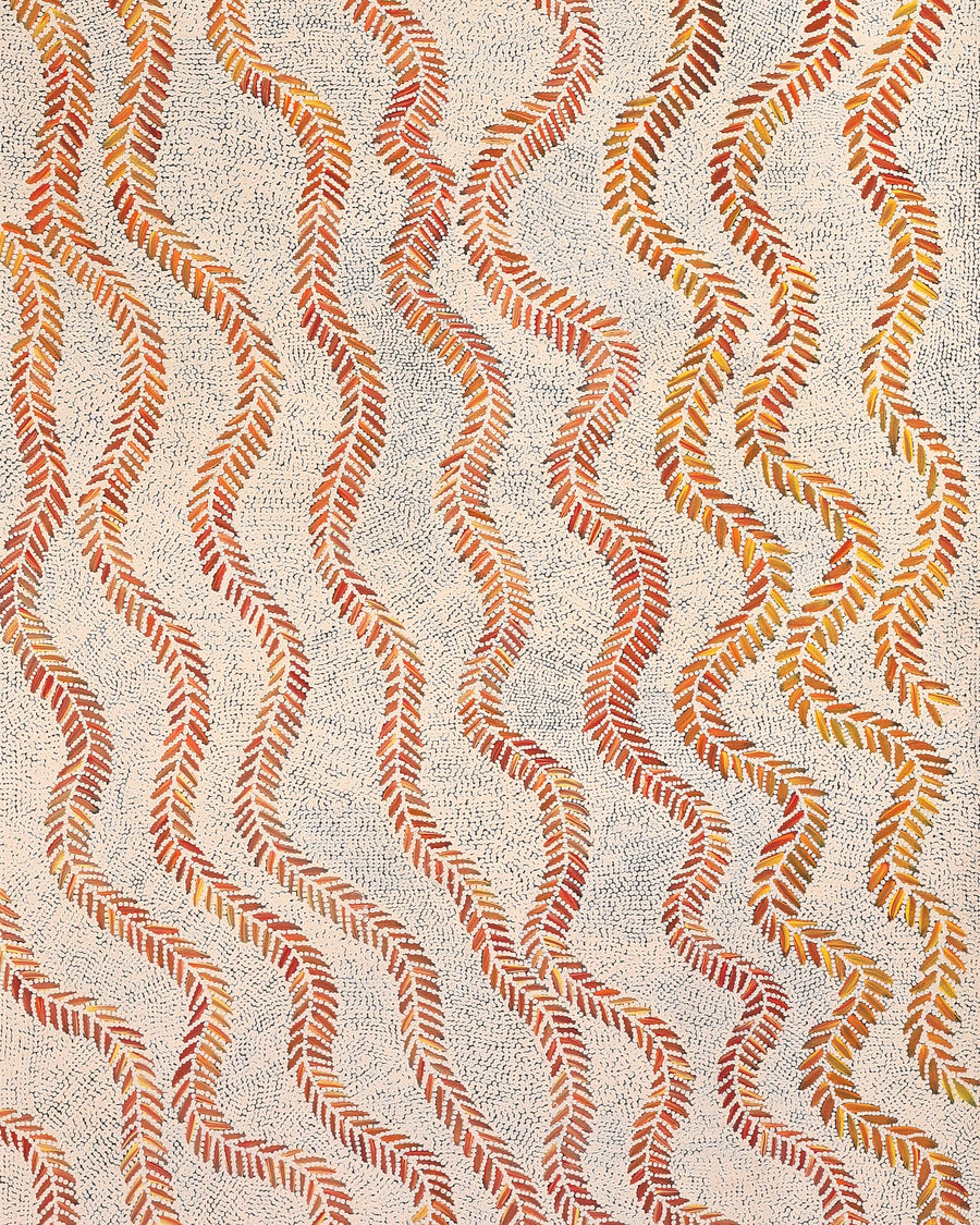 Aboriginal Artwork by Patricia Nakamarra Oldfield, Karnta Jukurrpa (Women's Dreaming) - Bush Medicine, 183x61cm