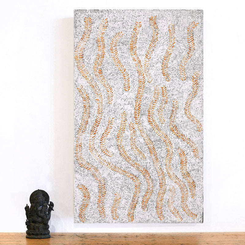 Aboriginal Artwork by Patricia Nakamarra Oldfield, Karnta Jukurrpa (Women's Dreaming) - Bush Medicine, 76x46cm