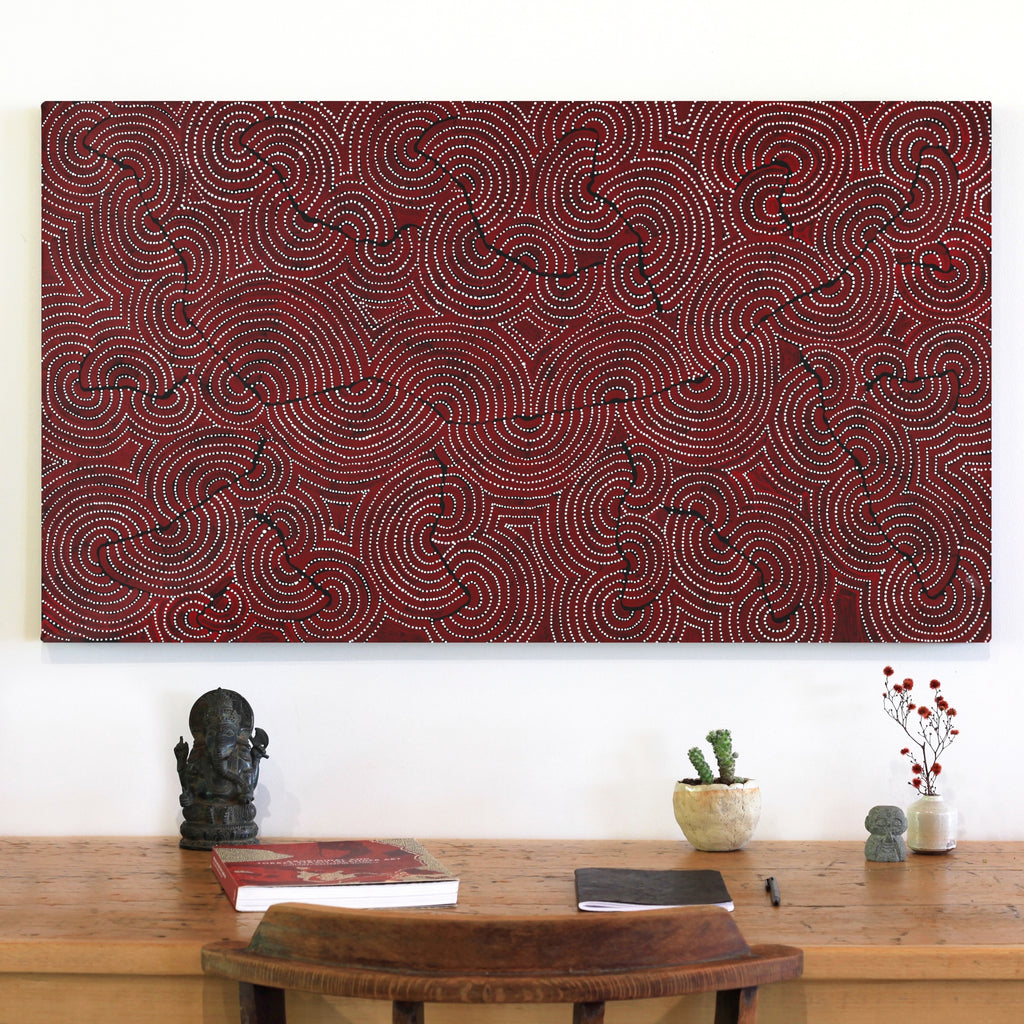 Aboriginal Artwork by Patrick Japangardi Williams, Mina Mina Jukurrpa (Mina Mina Dreaming), 107x61cm