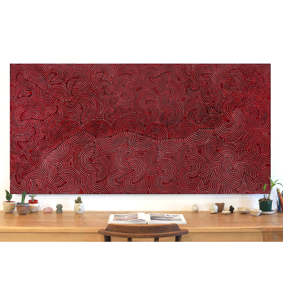 Aboriginal Artwork by Patrick Japangardi Williams, Mina Mina Jukurrpa (Mina Mina Dreaming), 183x91cm