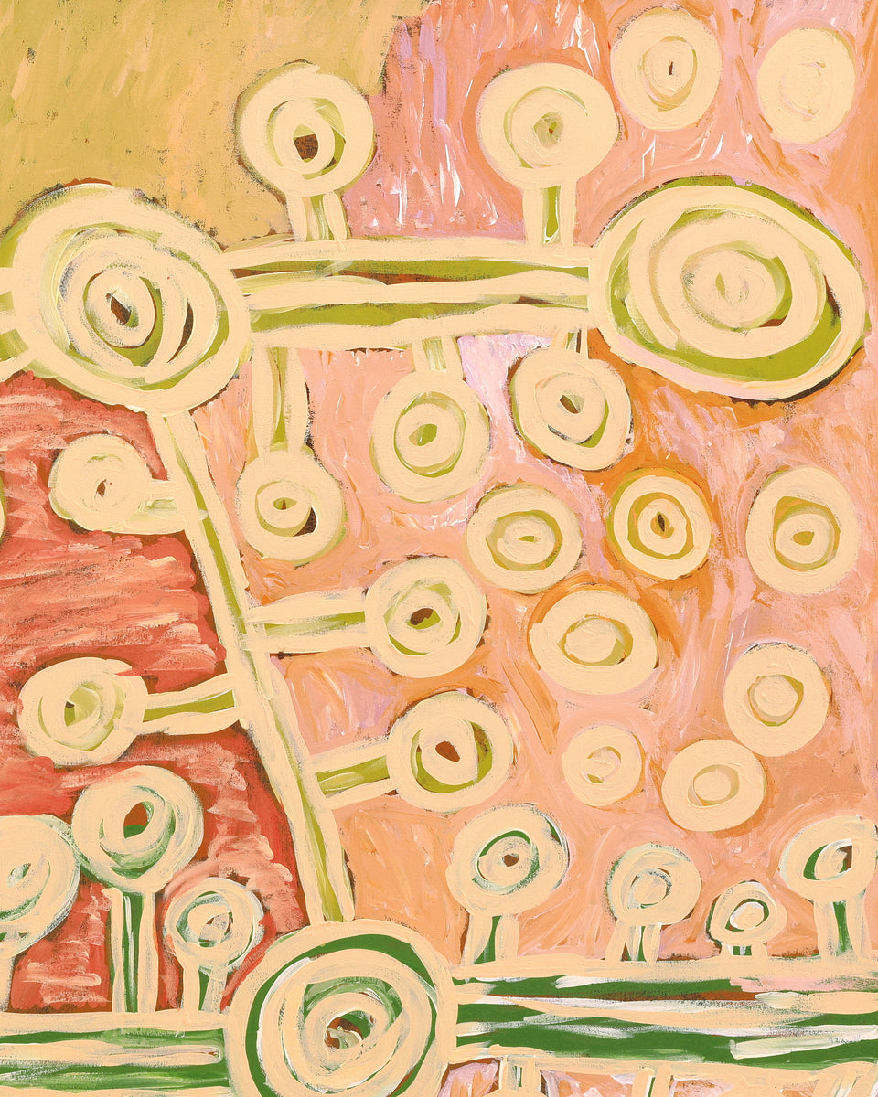 Aboriginal Artwork by Tjutjuna Paul Andy, Seven Sisters, 122x102cm