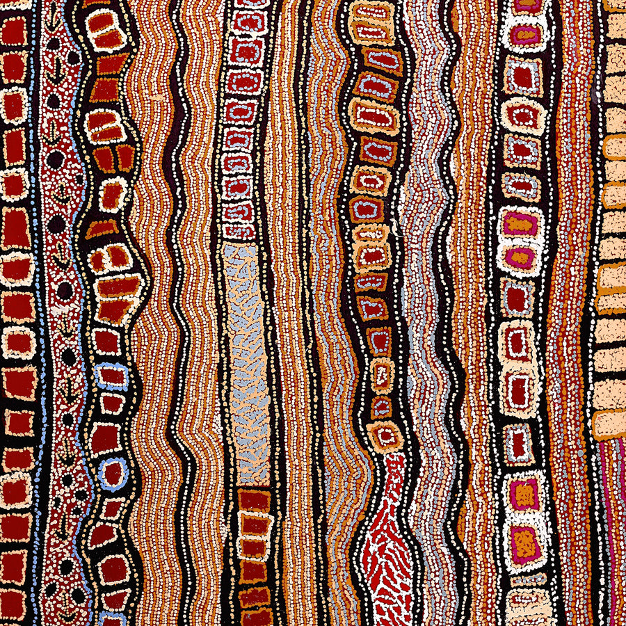 Aboriginal Artwork by Tjutjuna Paul Andy, Kalaya Tjukurpa, 152x122cm
