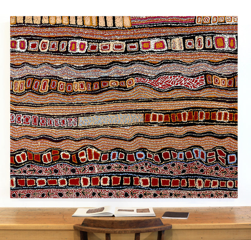 Aboriginal Artwork by Tjutjuna Paul Andy, Kalaya Tjukurpa, 152x122cm