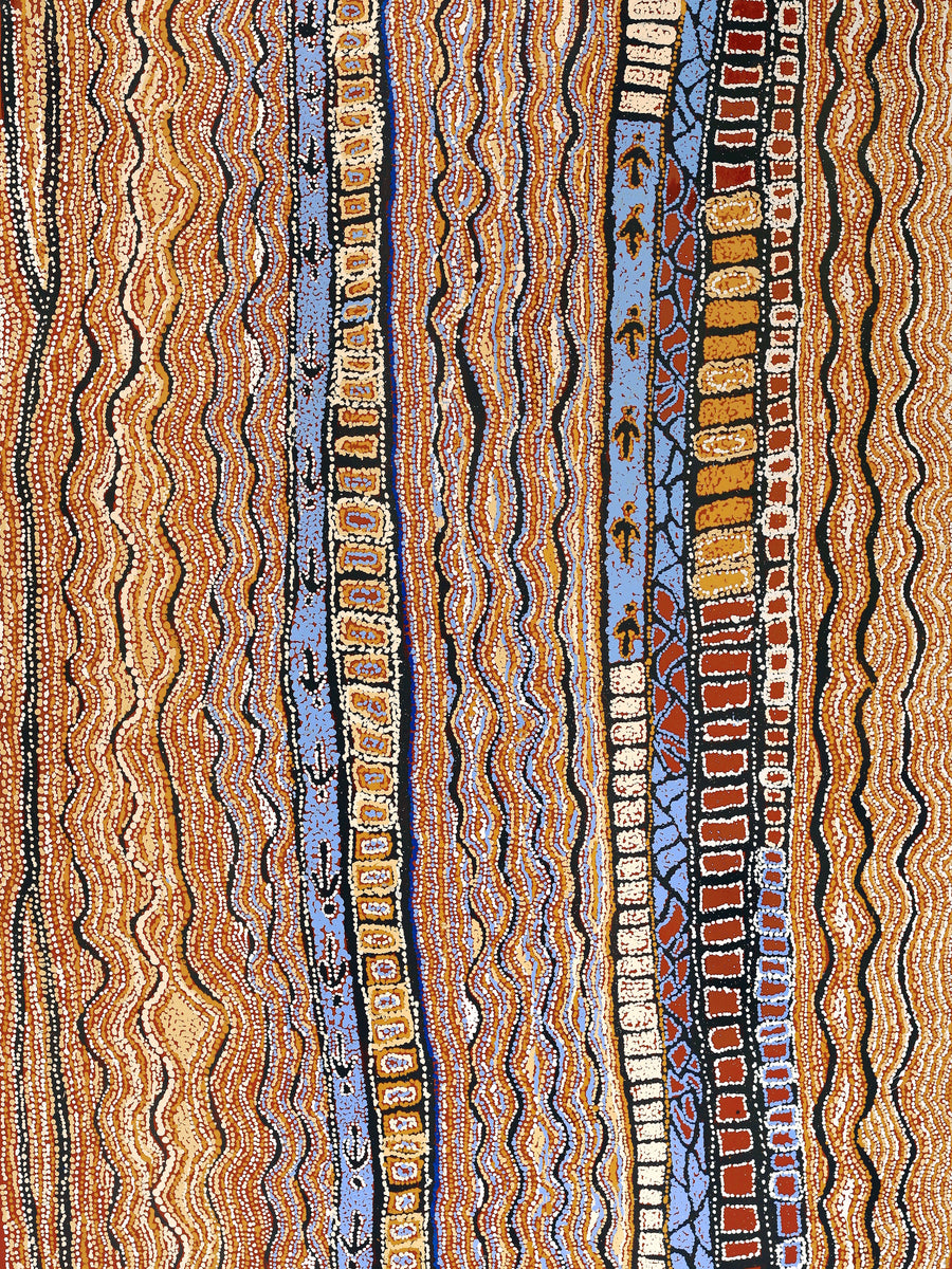 Aboriginal Artwork by Tjutjuna Paul Andy, Kalaya Tjukurpa, 182x135cm