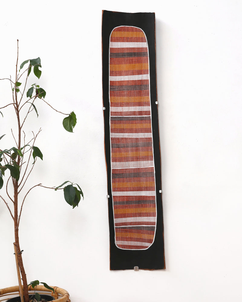 Aboriginal Artwork by Paul Nabulumo Namarinjmak, Wak Wak, 113x24cm Bark