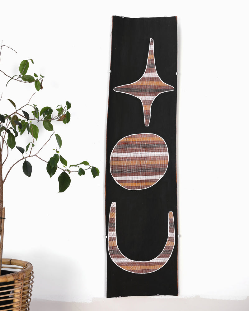 Aboriginal Artwork by Paul Nabulumo Namarinjmak, Dirdbim (Moon Dreaming), 130x33cm
