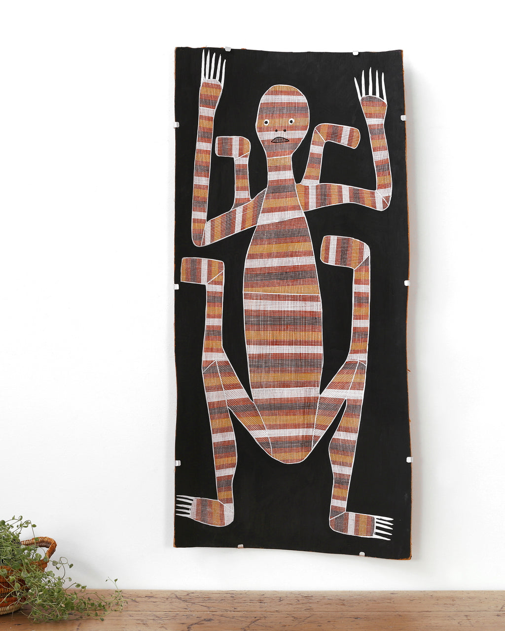 Aboriginal Artwork by Paul Nabulumo Namarinjmak, Namarrkon the Lightning Spirit, 108x50cm Bark