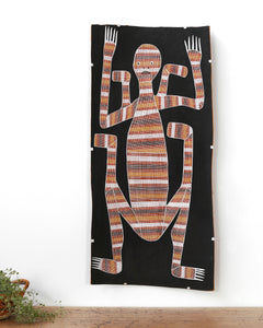 Aboriginal Artwork by Paul Nabulumo Namarinjmak, Namarrkon the Lightning Spirit, 108x50cm Bark - ART ARK®