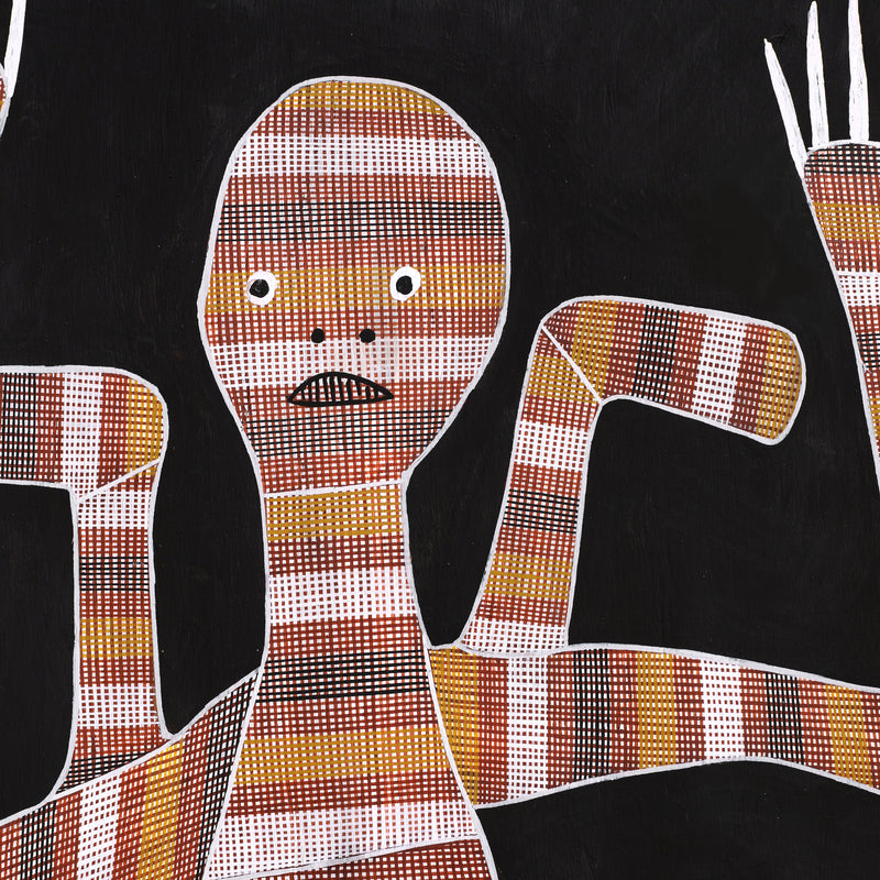Aboriginal Artwork by Paul Nabulumo Namarinjmak, Namarrkon the Lightning Spirit, 108x50cm Bark