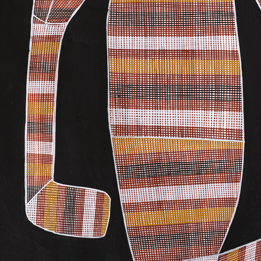 Aboriginal Artwork by Paul Nabulumo Namarinjmak, Namarrkon the Lightning Spirit, 108x50cm Bark
