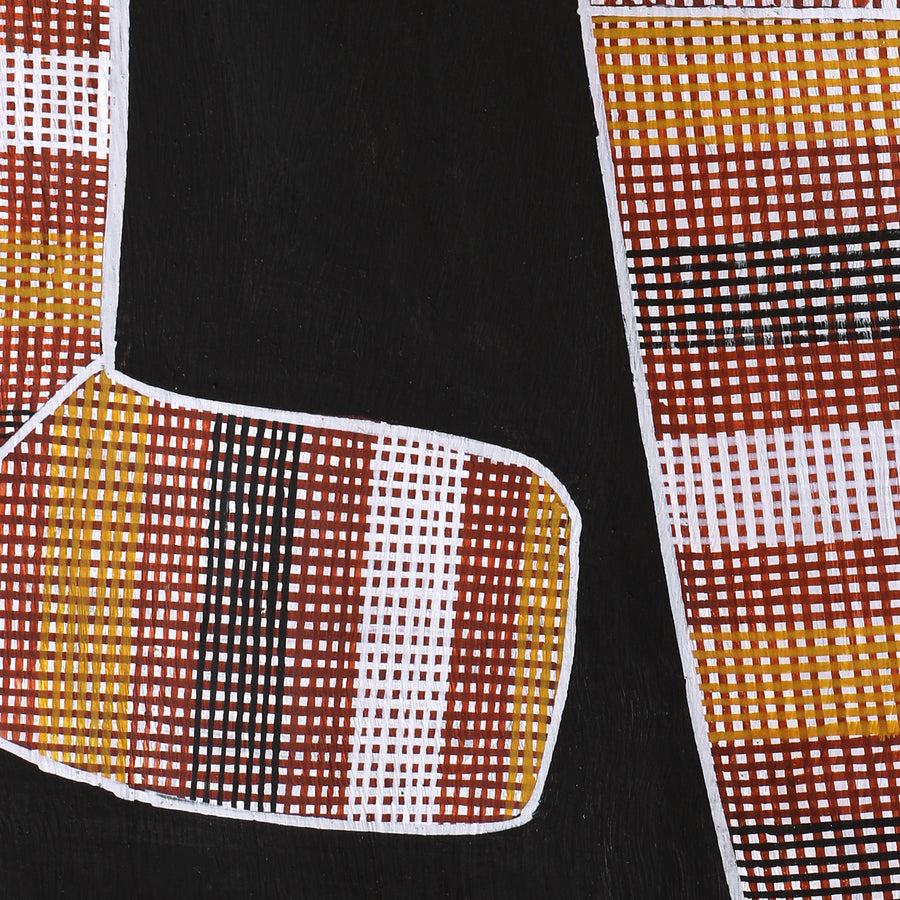 Aboriginal Artwork by Paul Nabulumo Namarinjmak, Namarrkon the Lightning Spirit, 108x50cm Bark