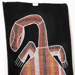 Aboriginal Artwork by Paul Nabulumo Namarinjmak, Barnda - long neck turtle, 68x24cm Bark - ART ARK®