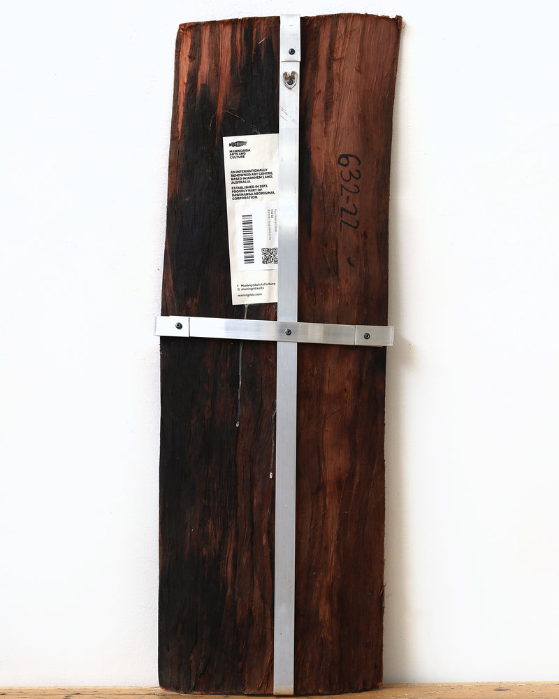 Aboriginal Artwork by Paul Nabulumo Namarinjmak, Barnda - long neck turtle, 68x24cm Bark