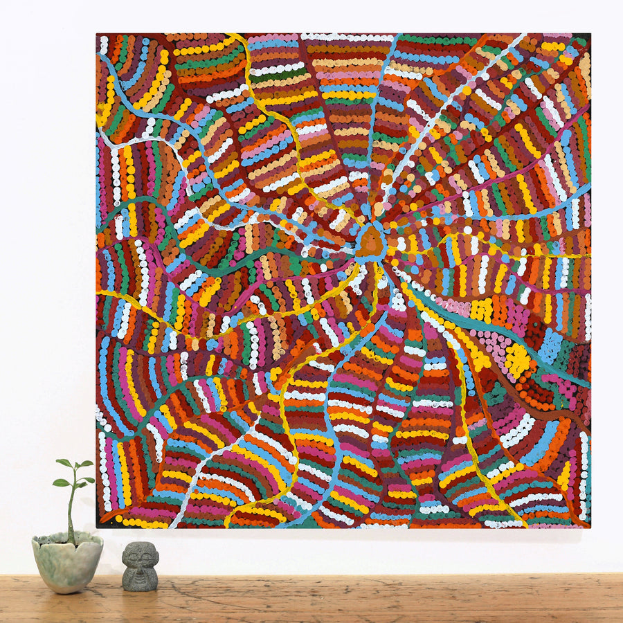 Aboriginal Artwork by Pauline Bunwarrie, Nyangamarta Country, 56x56cm