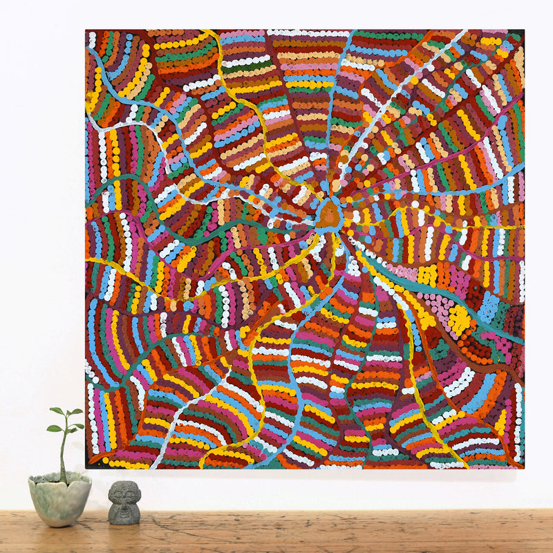 Aboriginal Artwork by Pauline Bunwarrie, Nyangamarta Country, 56x56cm