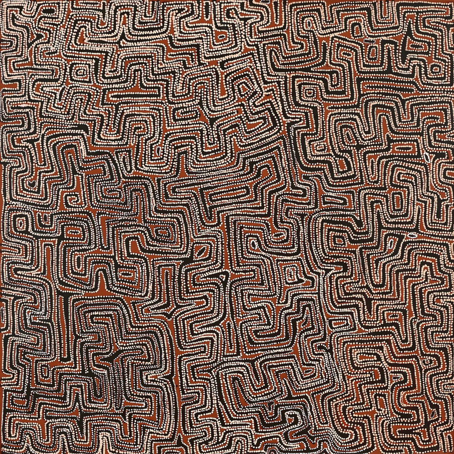 Aboriginal Artwork by Pauline Napangardi Gallagher, Lukarrara Jukurrpa, 107x107cm