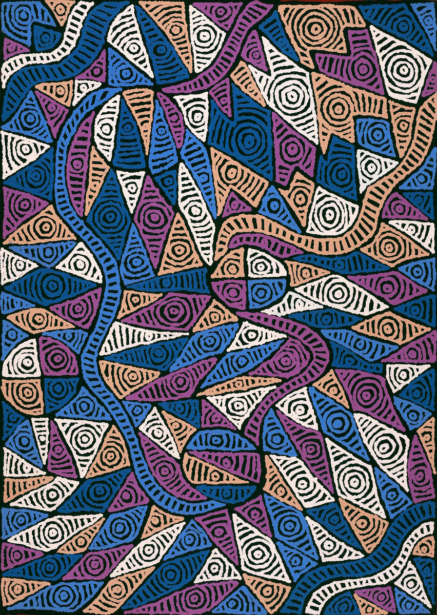 Aboriginal Art by Pauline Napangardi Gallagher, Mina Mina Jukurrpa - Ngalyipi, 107x76cm - ART ARK®